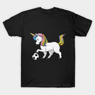 Unicorn as soccer player with soccer ball T-Shirt